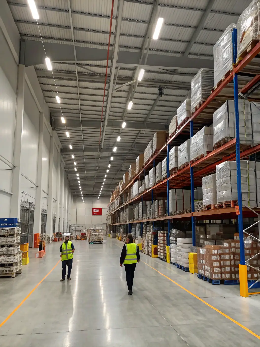 A photo of a modern, well-organized warehouse filled with various goods, showcasing Clearical Investment Limited's secure warehousing facilities.