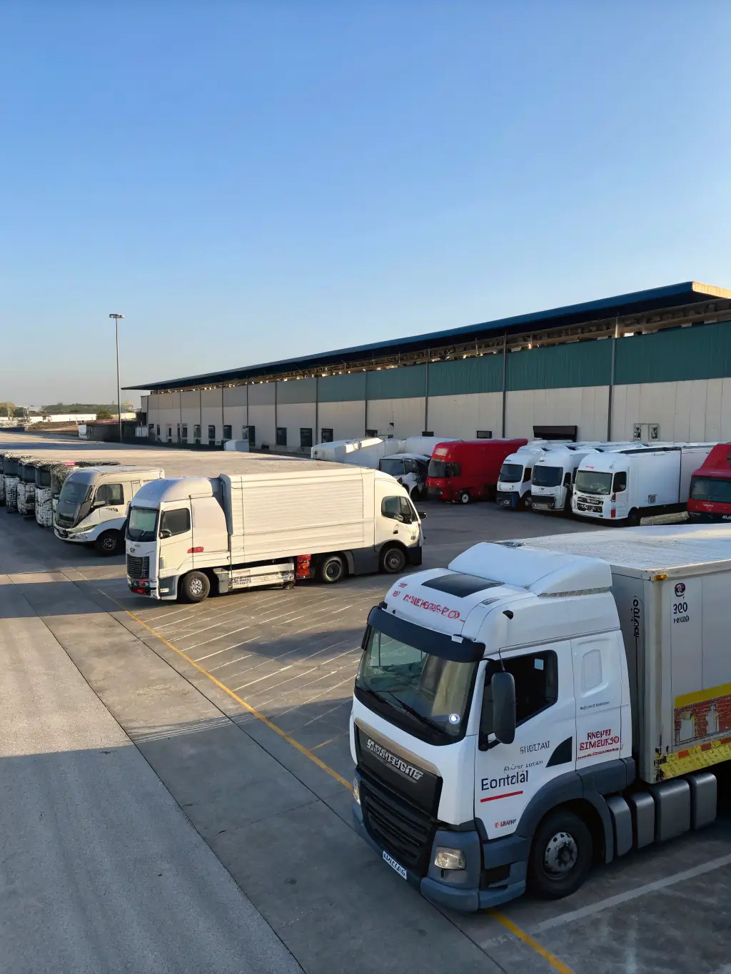 An image of a fleet of trucks branded with Clearical Investment Limited's logo, ready for delivery on a highway, representing their logistics and haulage services.
