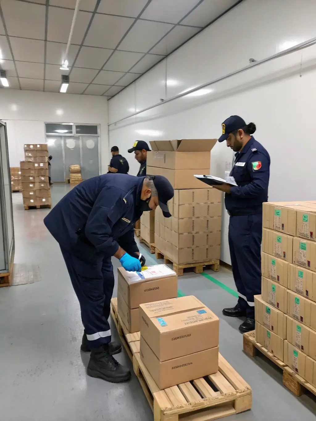 Customs officers inspecting goods with Clearical Investment Limited representatives present, highlighting their expertise in clearing and forwarding.